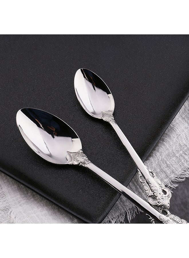 4-Piece Retro Stainless Steel Flatware Gift Set Silver 28x18x3.5centimeter  - Image 4