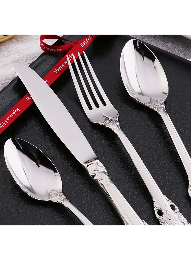 4-Piece Retro Stainless Steel Flatware Gift Set Silver 28x18x3.5centimeter  - Image 5