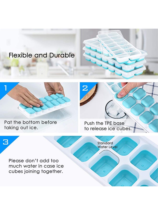 Generic - 4 Piece Multi Grid Ice Cube Tray With Lid Clear/Blue 25x9.5x8.5centimeter - Image 1