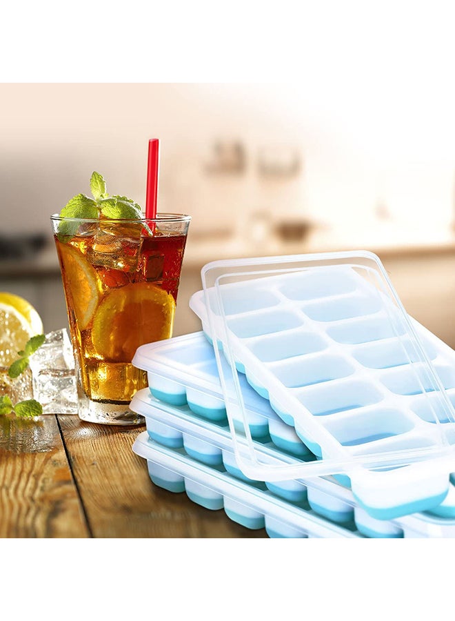 Generic - 4 Piece Multi Grid Ice Cube Tray With Lid Clear/Blue 25x9.5x8.5centimeter - Image 1