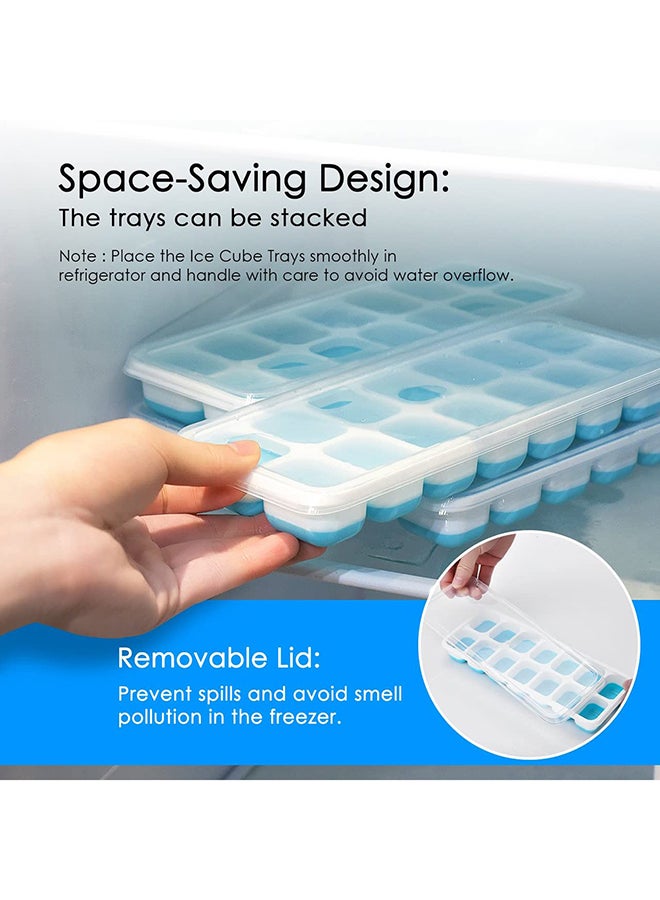 Generic - 4 Piece Multi Grid Ice Cube Tray With Lid Clear/Blue 25x9.5x8.5centimeter - Image 1