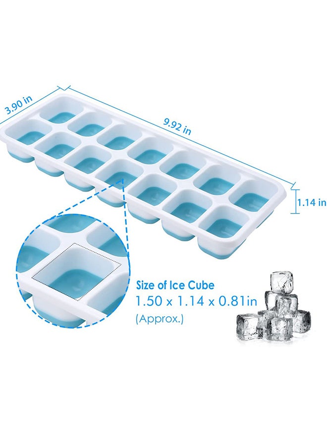 Generic - 4 Piece Multi Grid Ice Cube Tray With Lid Clear/Blue 25x9.5x8.5centimeter - Image 1