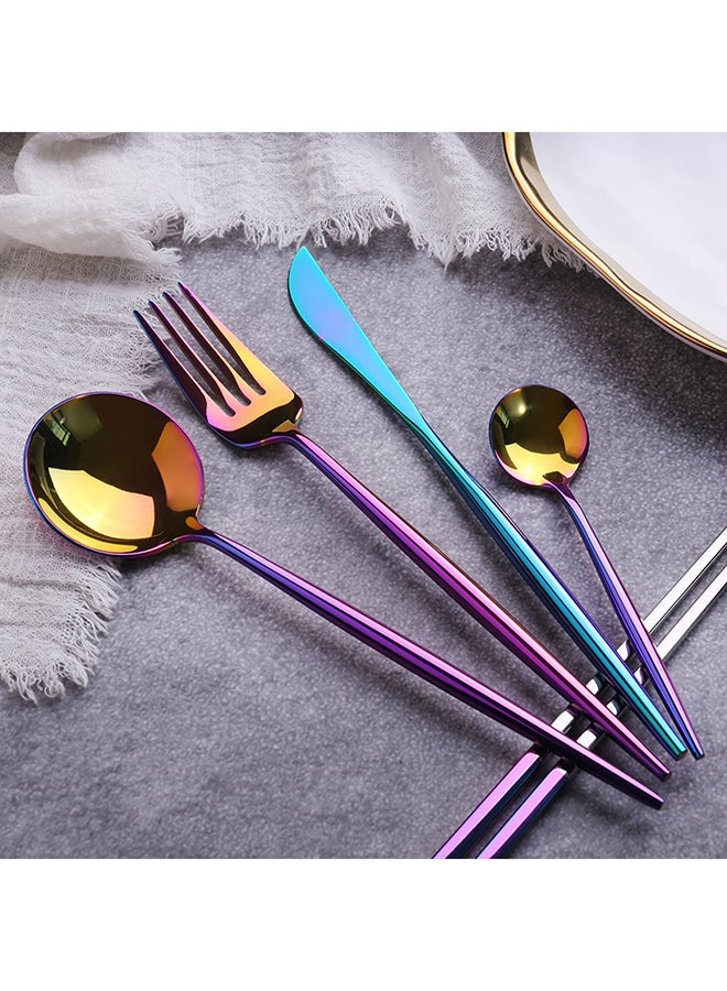 4-Piece Luxury Knife Fork Spoons Set Multicolour 25x16x3.5cm - Image 3