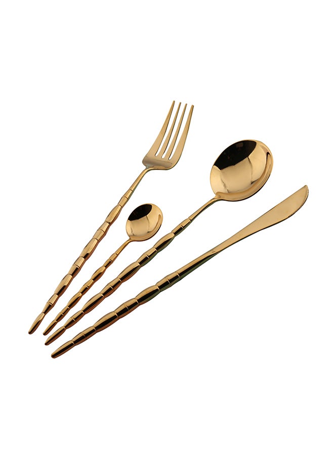 4-Piece Delicate Stainless Steel Flatware Set Gold 24.5x5.5x3.5cm - Image 1