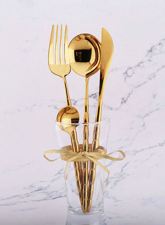 4-Piece Delicate Stainless Steel Flatware Set Gold 24.5x5.5x3.5cm - Image 2