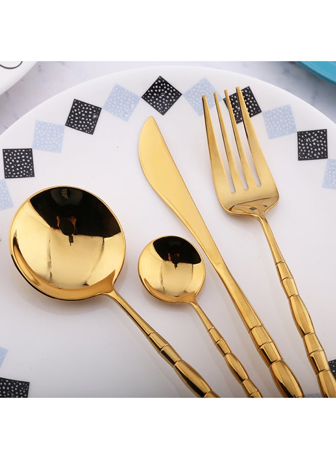 4-Piece Delicate Stainless Steel Flatware Set Gold 24.5x5.5x3.5cm - Image 4