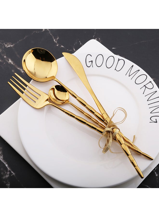 4-Piece Delicate Stainless Steel Flatware Set Gold 24.5x5.5x3.5cm - Image 5