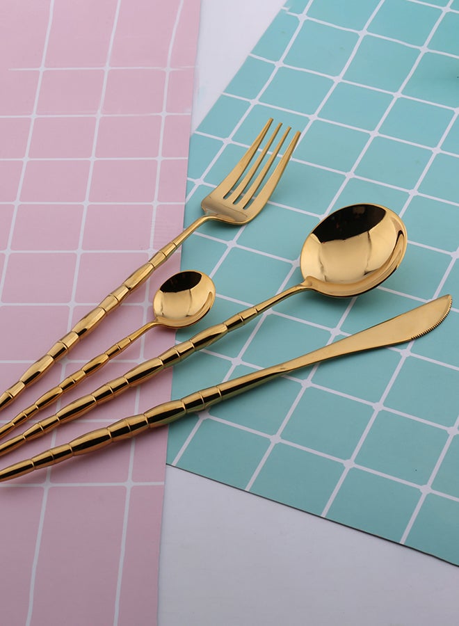 4-Piece Delicate Stainless Steel Flatware Set Gold 24.5x5.5x3.5cm - Image 3