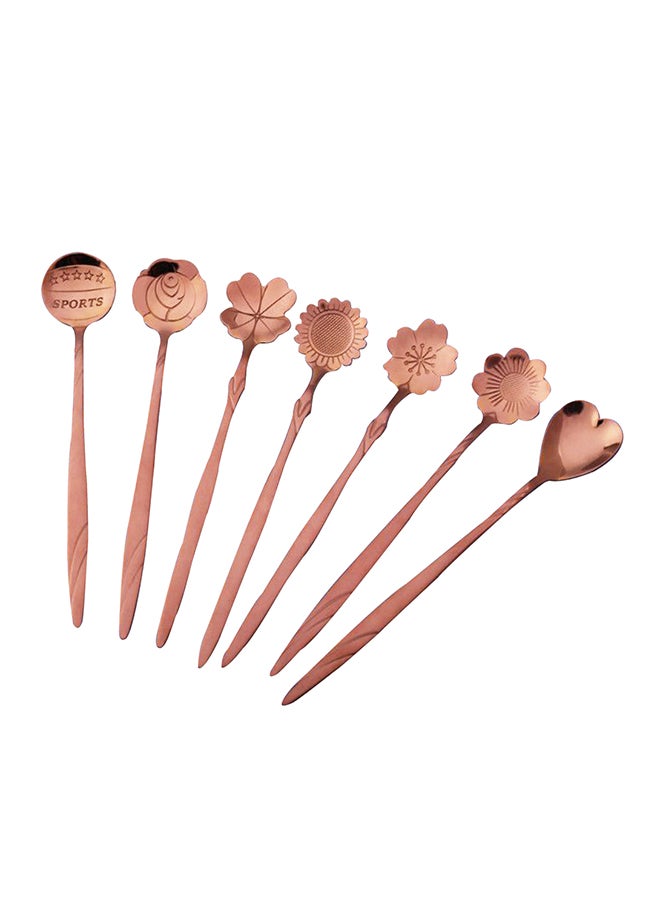 8-Piece Flower Pattern Stirring Spoon Set Gold 14.5x5.5x3.5cm - Image 1