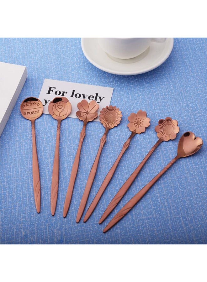 8-Piece Flower Pattern Stirring Spoon Set Gold 14.5x5.5x3.5cm - Image 2