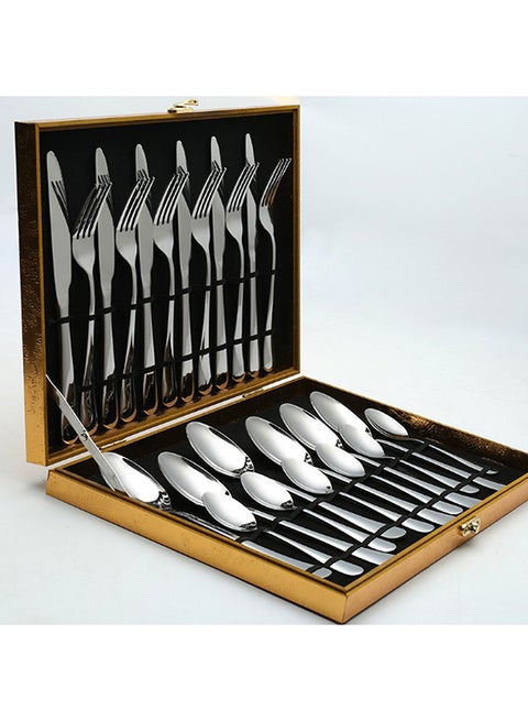 24-Piece Stainless Steel Flatware Set Silver 34.5x25.5x4.5cm