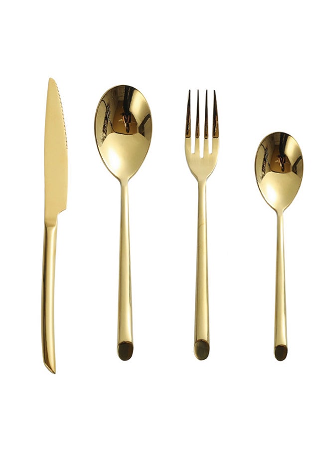 4-Piece Stainless Steel Modern Flatware Set Gold 24.5x5.5x3.5cm - Image 1