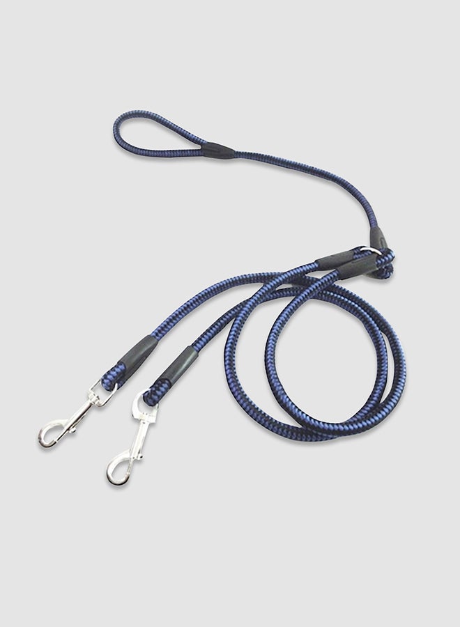 Double-Headed Traction Pet Rope For Two Dogs Blue/Black