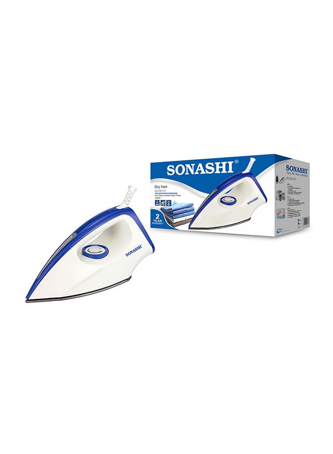 SONASHI - Dry Iron With Non-Stick Coating Plate & Adjustable Thermostat Control | Heavy Base Iron With Indicator Light | Perfect For All Types Of Clothes 1200 W SDI-6016T Blue/White - Image 1