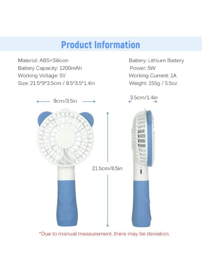 مروحة صغيرة قابلة للشحن بمنفذ USB على شكل دب H31510BL أزرق/ أبيض - Image 3