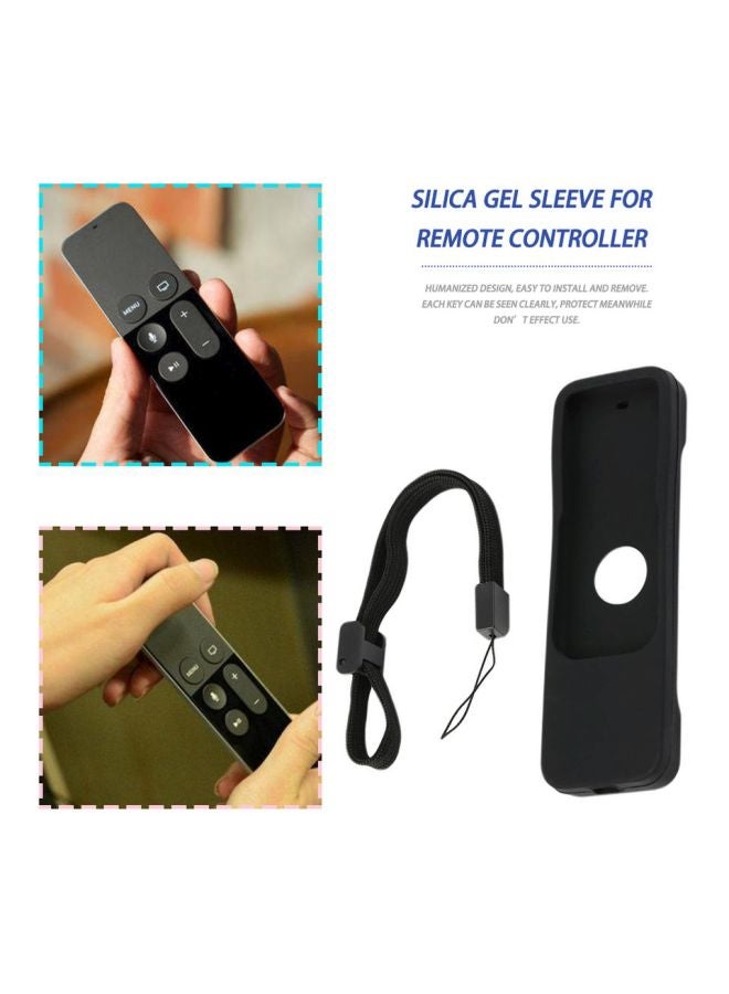 Protective Remote Control Case Cover With Lanyard For Apple TV 4th Gen Black  - Image 3