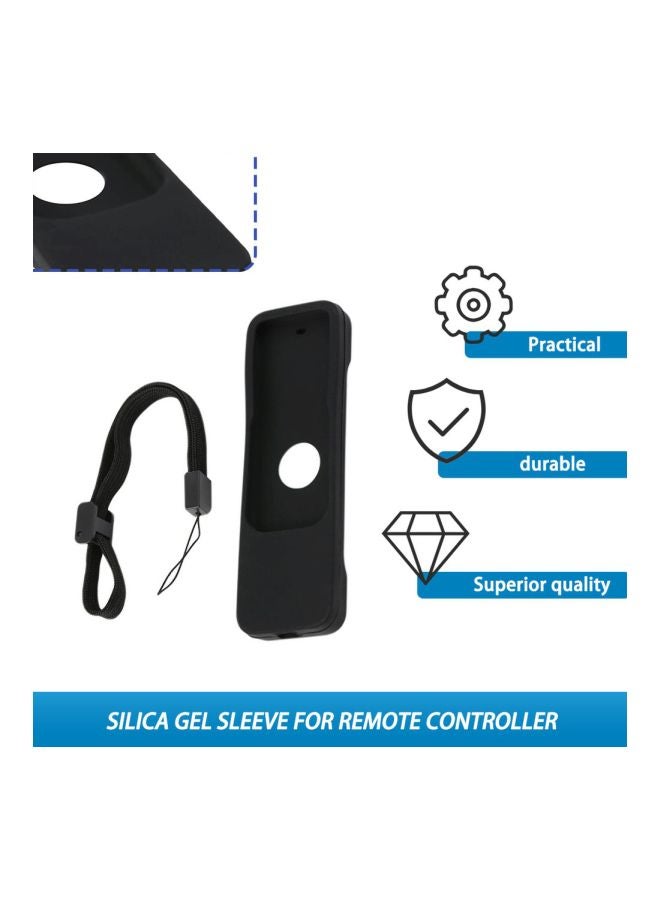 Protective Remote Control Case Cover With Lanyard For Apple TV 4th Gen Black  - Image 4