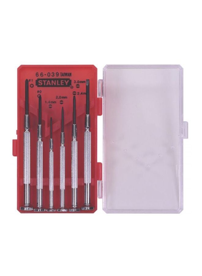 Stanley 6-Piece Jewelers Precision Screwdriver Set Silver/Black 10cm 