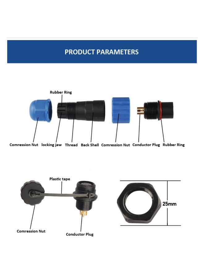 Waterproof Aviation Connector Plug And Socket Blue/Black  - Image 2