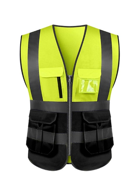 High Visibility Reflective Safety Work Vest With Multiple Pocket Green/Black L