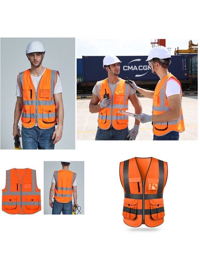 High Visibility Reflective Safety Work Vest With Multiple Pocket Red/Black L - Image 2