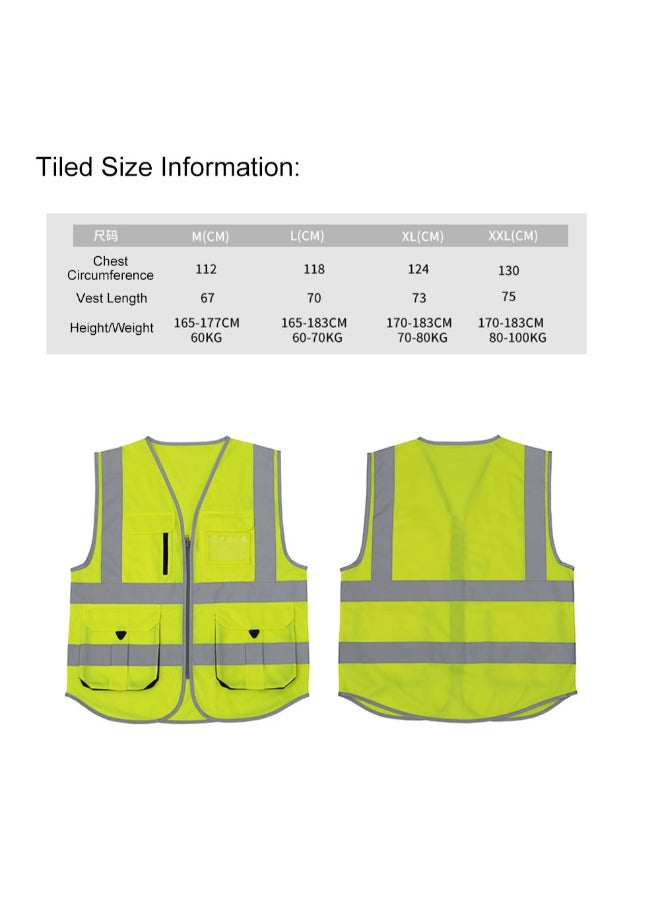 High Visibility Reflective Safety Work Vest With Multiple Pocket Green/Black XL - Image 2