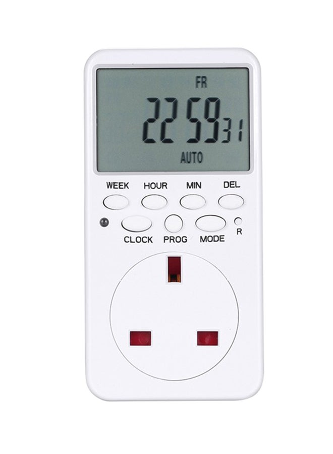 Digital Plug-In Timer Switch Socket Power Energy Meter With LCD Display White 115 x 33 x 60mm  - Image 1