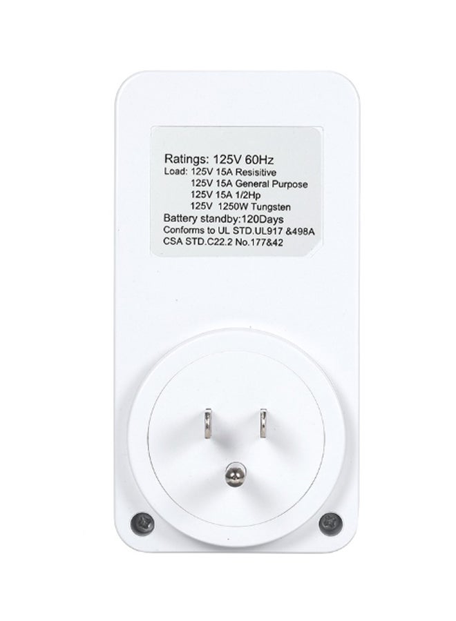 جهاز رقمي لقياس الطاقة مزود بمقبس تبديل ومؤقت وشاشة LCD أبيض - Image 2