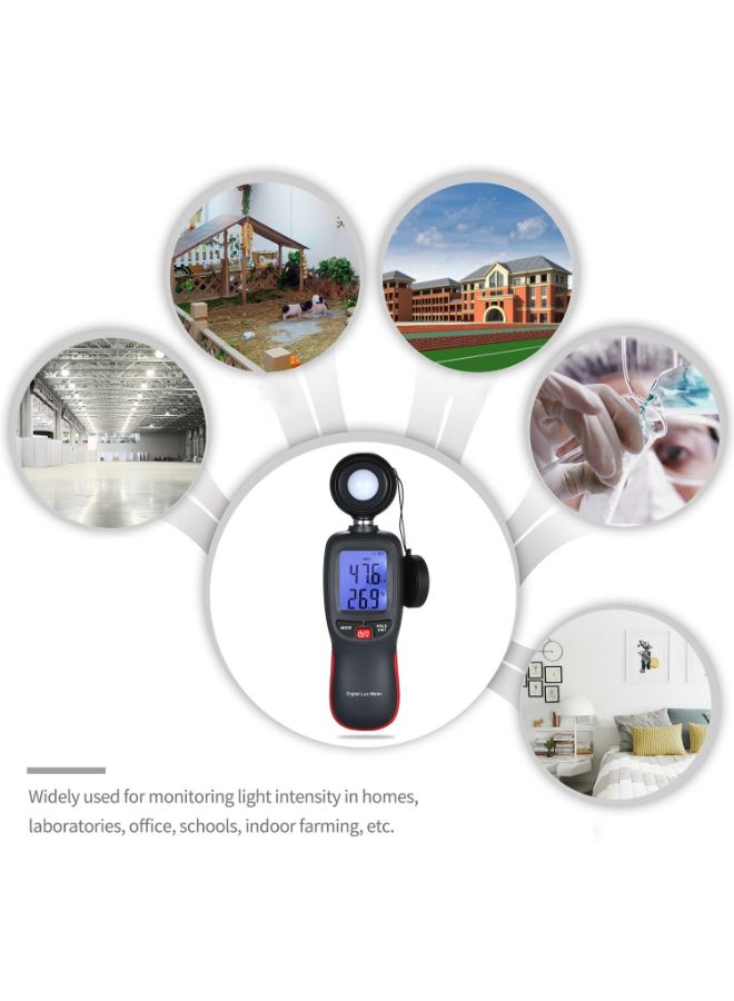Digital Handheld Backlight Lux Meter With LCD Display Red/Black - Image 2