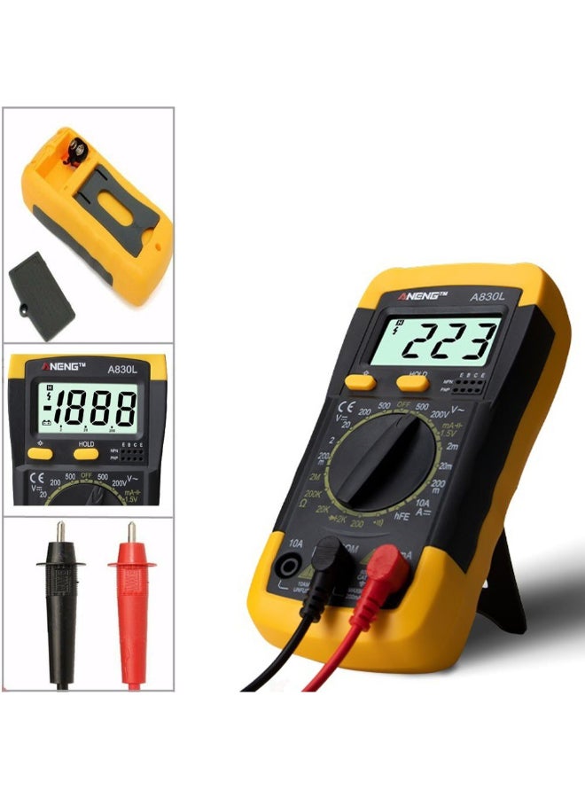Digital LCD Multimeter Volt AC DC Tester With Test Leads Yellow/Black 69.4 x 34.1 x 144.7mm - Image 2