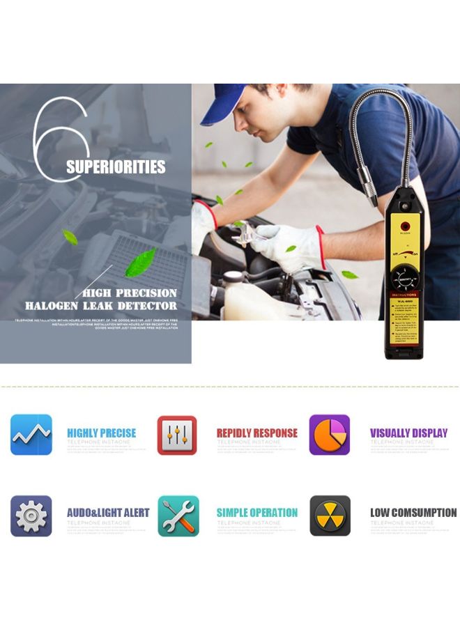 جهاز محمول لفحص تسرب الهالوجين من الثلاجات أسود/فضي 65 x 65 x 229مم - Image 2