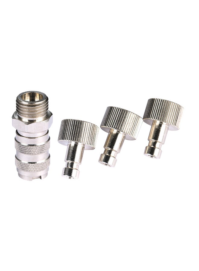 Household Airbrush Quick Adapter Set For Paint Spray Fans Silver - Image 1
