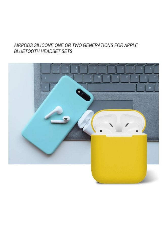 Generic Silicone Protective Case Cover For Apple AirPods Yellow/White  - Image 2