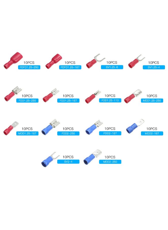 Generic 140-Piece Insulated Terminal Crimp Electrical Wire Cable Connector Kit Multicolour  - Image 2
