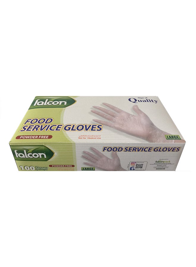 Falcon 100-Piece Powder Free Vinyl Food Service Gloves Clear L Clear L - Image 1