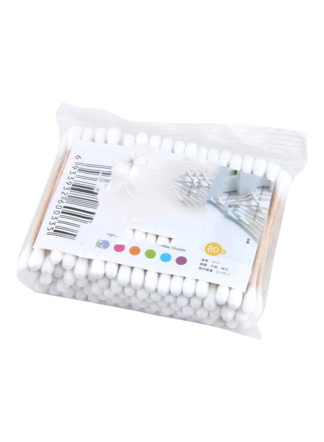 Generic 80-Piece Natural Cotton Swabs Set Brown/White 29grams  - Image 2