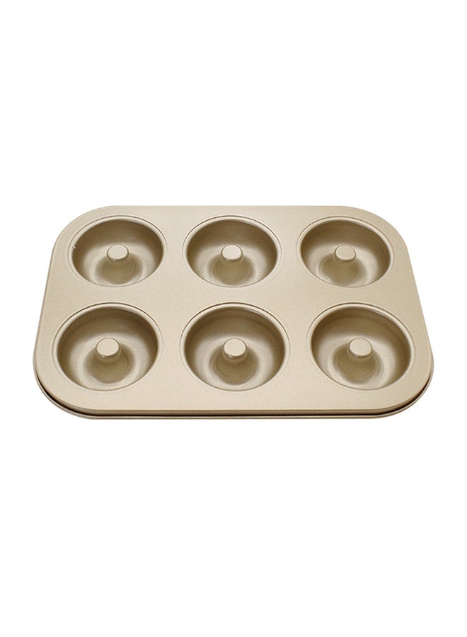 6-Cavity Non Stick Donut Bakeware Mold Beige 10.43 x 7.28 x 0.91inch  - Image 1