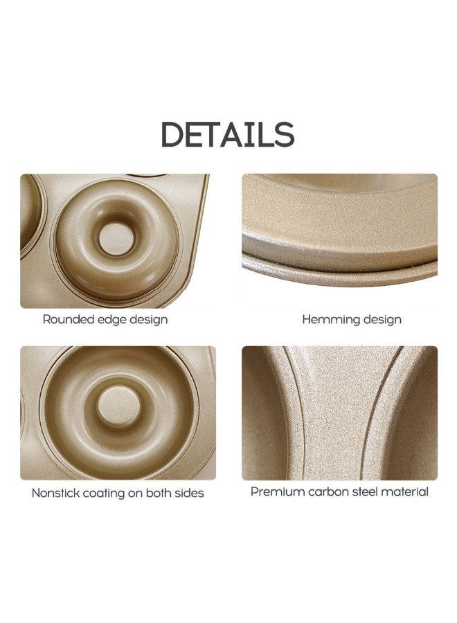 6-Cavity Non Stick Donut Bakeware Mold Beige 10.43 x 7.28 x 0.91inch  - Image 3