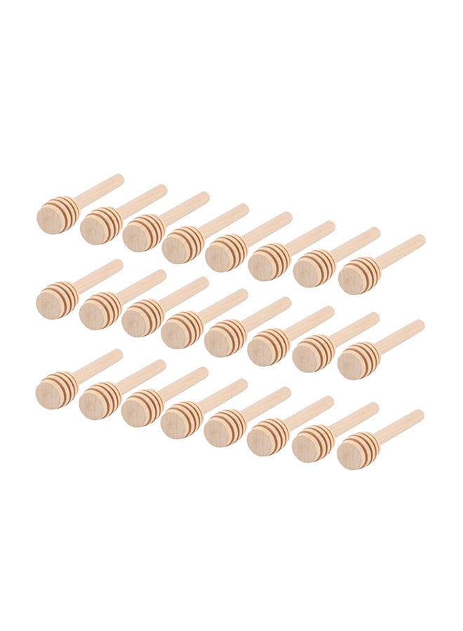 24-Piece Mini Wooden Honey Dipper Stick Beige 3inch  - Image 1
