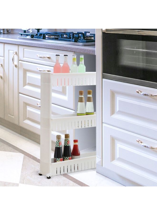 3-Tier Portable Trolley Storage Rack Organizer White - Image 2