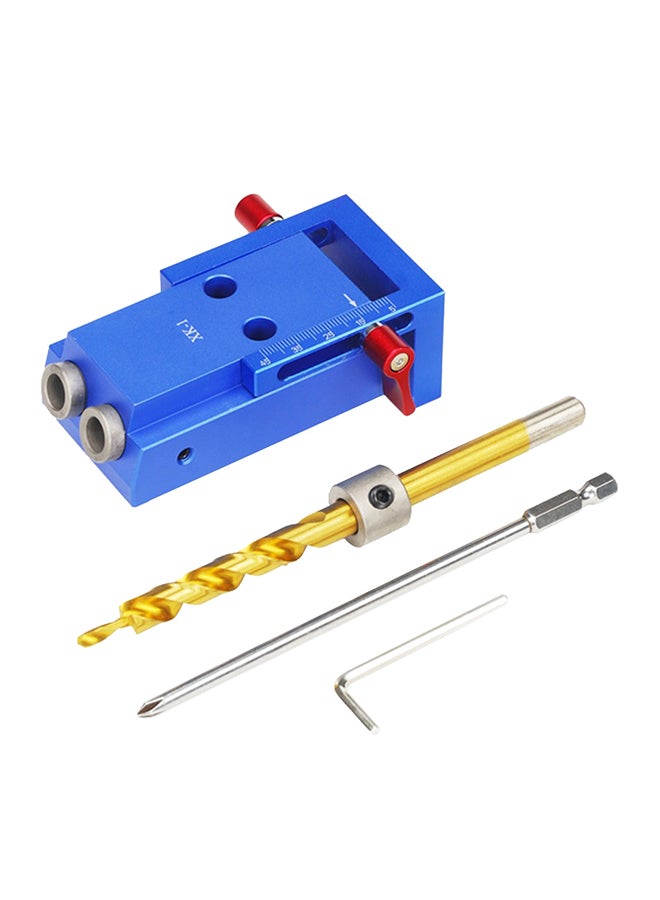 Generic Pocket Aluminium Alloy Oblique Hole Jig Kit Blue/Gold 25.6cm  - Image 1