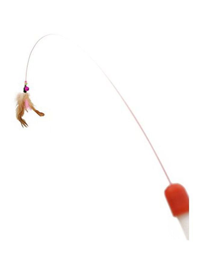 لعبة عصا سلكية مع أجراس من الريش للحيوانات الأليفة بيج / وردي - Image 4