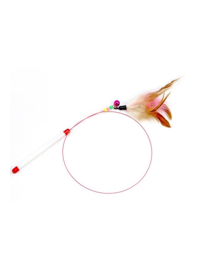لعبة عصا سلكية مع أجراس من الريش للحيوانات الأليفة بيج / وردي - Image 5