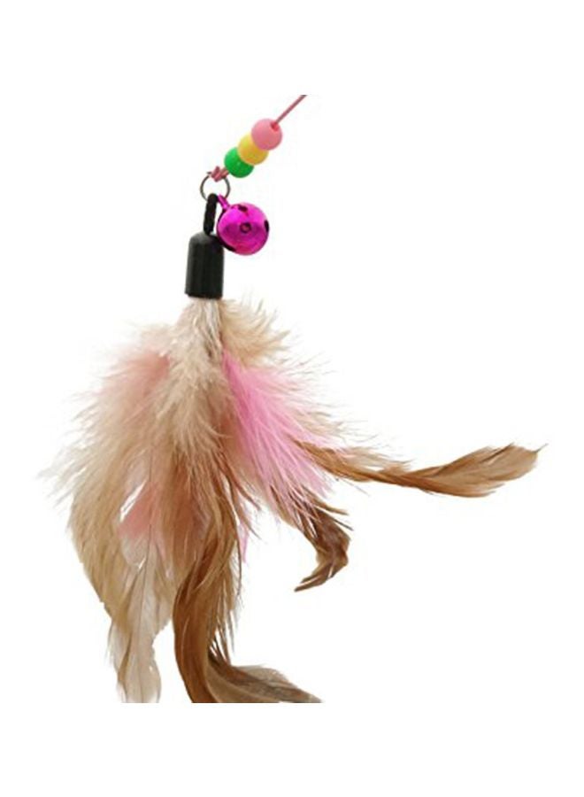 لعبة عصا سلكية مع أجراس من الريش للحيوانات الأليفة بيج / وردي - Image 3