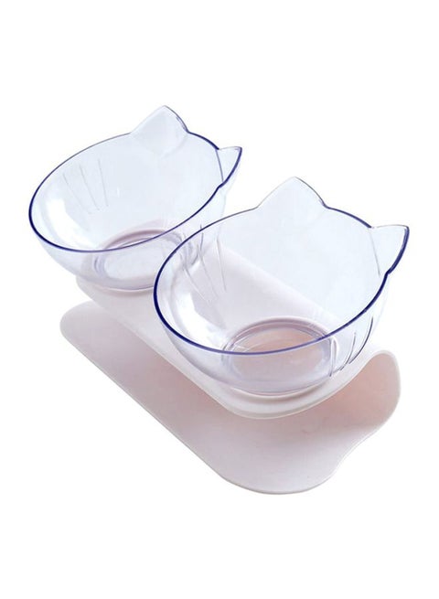 Plastic Double Feeding Bowl With Stand Clear