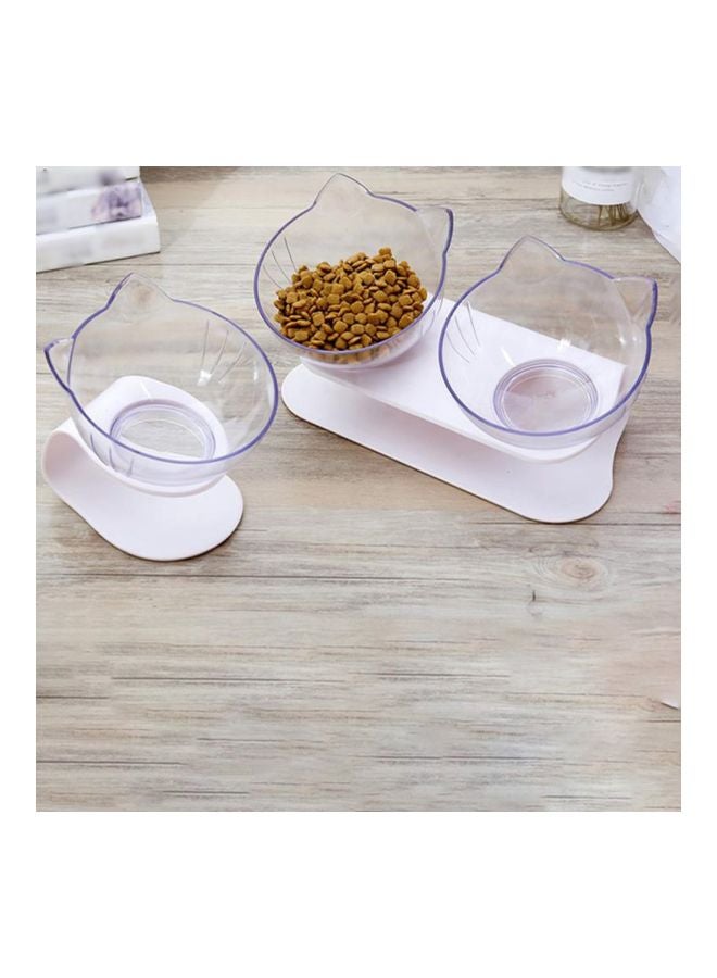 Plastic Double Feeding Bowl With Stand Clear - Image 2