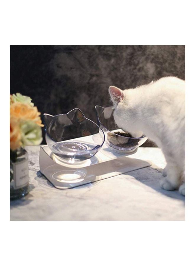 Plastic Double Feeding Bowl With Stand Clear - Image 3