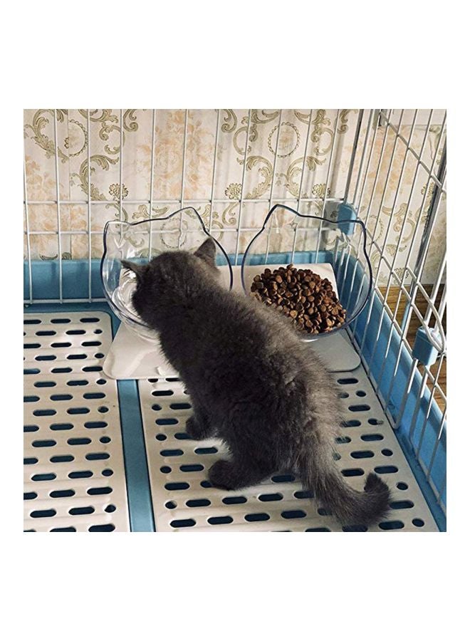 Plastic Double Feeding Bowl With Stand Clear - Image 5