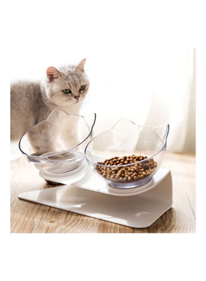 Plastic Double Feeding Bowl With Stand Clear - Image 2
