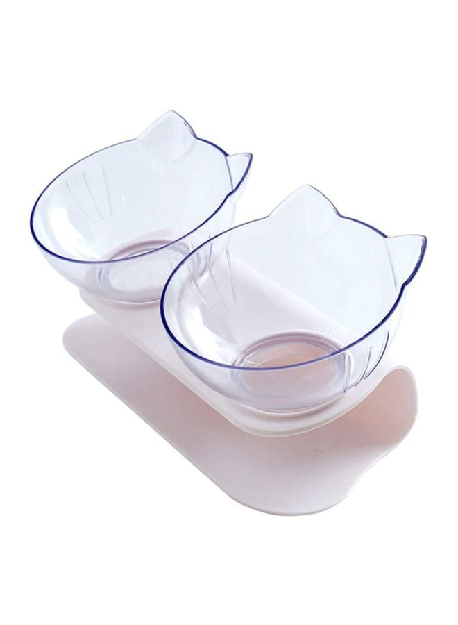 Plastic Double Feeding Bowl With Stand Clear - Image 1